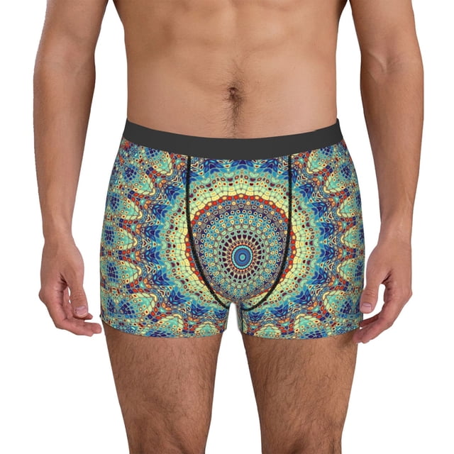 Fotbe Round Mandala1 Calzoncillos Tipo Boxer con Bolsa de Soporte Total para Hombre, X-Temp Fresco, Transpirable y de Secado Rápido-X-Large