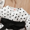 thumbnail image 4 of Kucnuzki Newborn Baby Girls Dresses Long Sleeves Dots Print Dress with Waistband One-piece Fall Clothes White 6-9 Months, 4 of 8