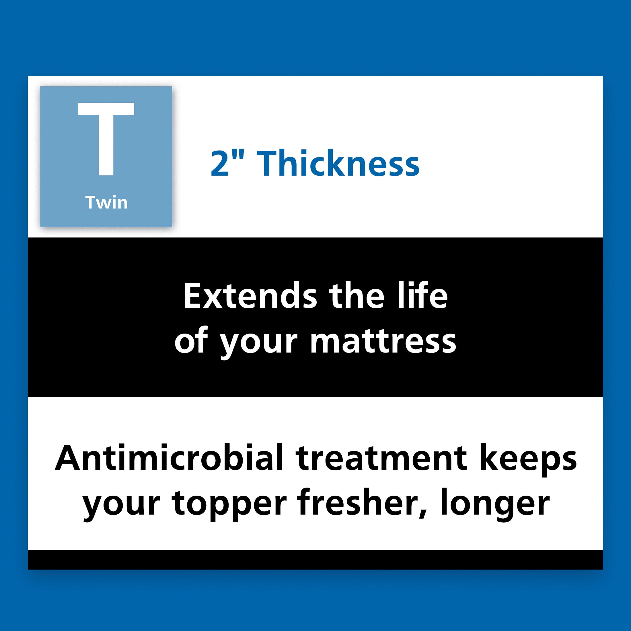 Mainstays 2" Blue Swirl Memory Foam Mattress Topper, Twin