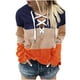 thumbnail image 1 of Mujeres Otoño Invierno Color bloque estampado vendaje cruzado cuello en V cultivo entrenamiento raya costura manga larga Sexy sudadera con capucha blusa pulóver Fridja  fhghd558, 1 of 5