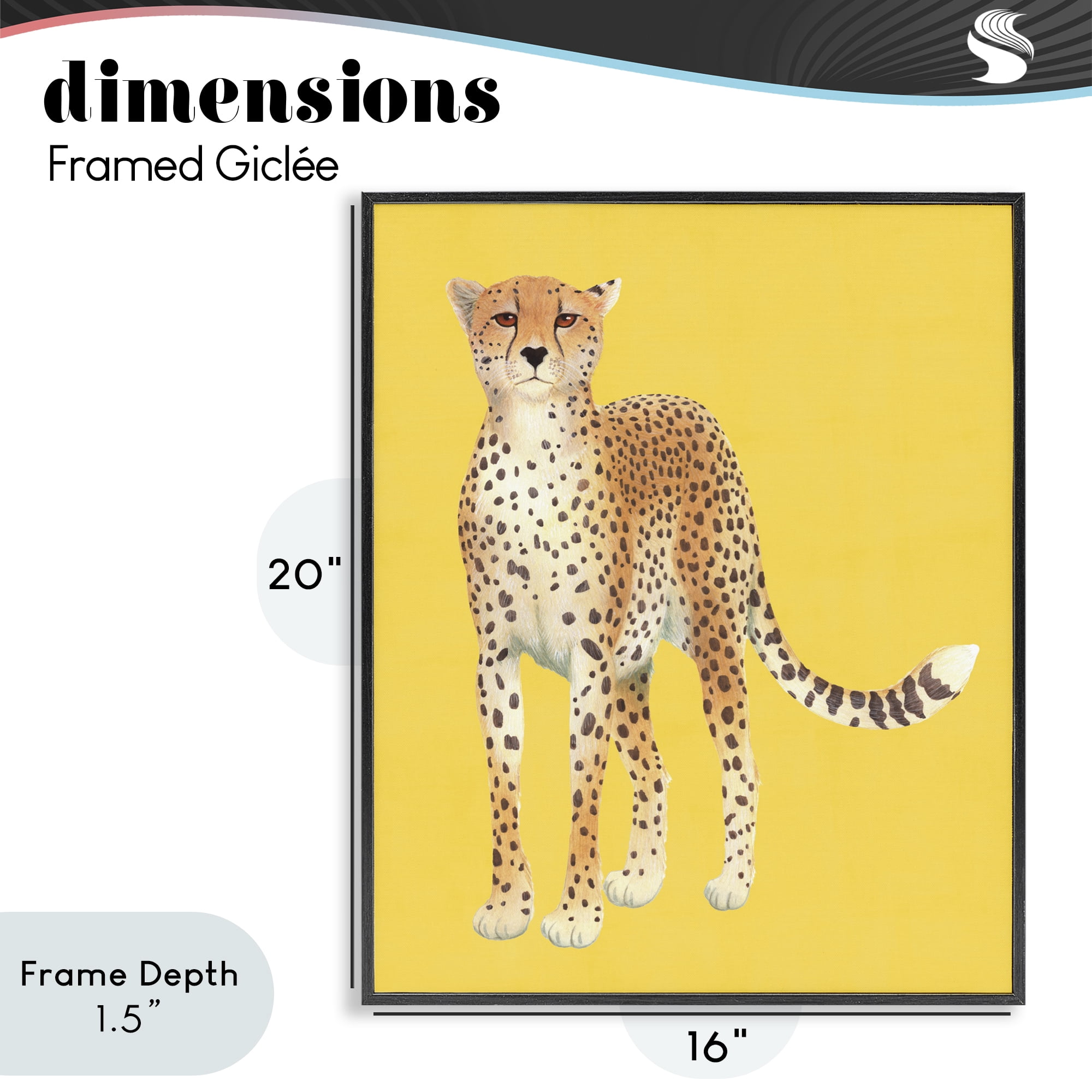 Stupell Industries Exotic Cheetah over Yellow Black Framed Giclee Art, design by Karolina Sato