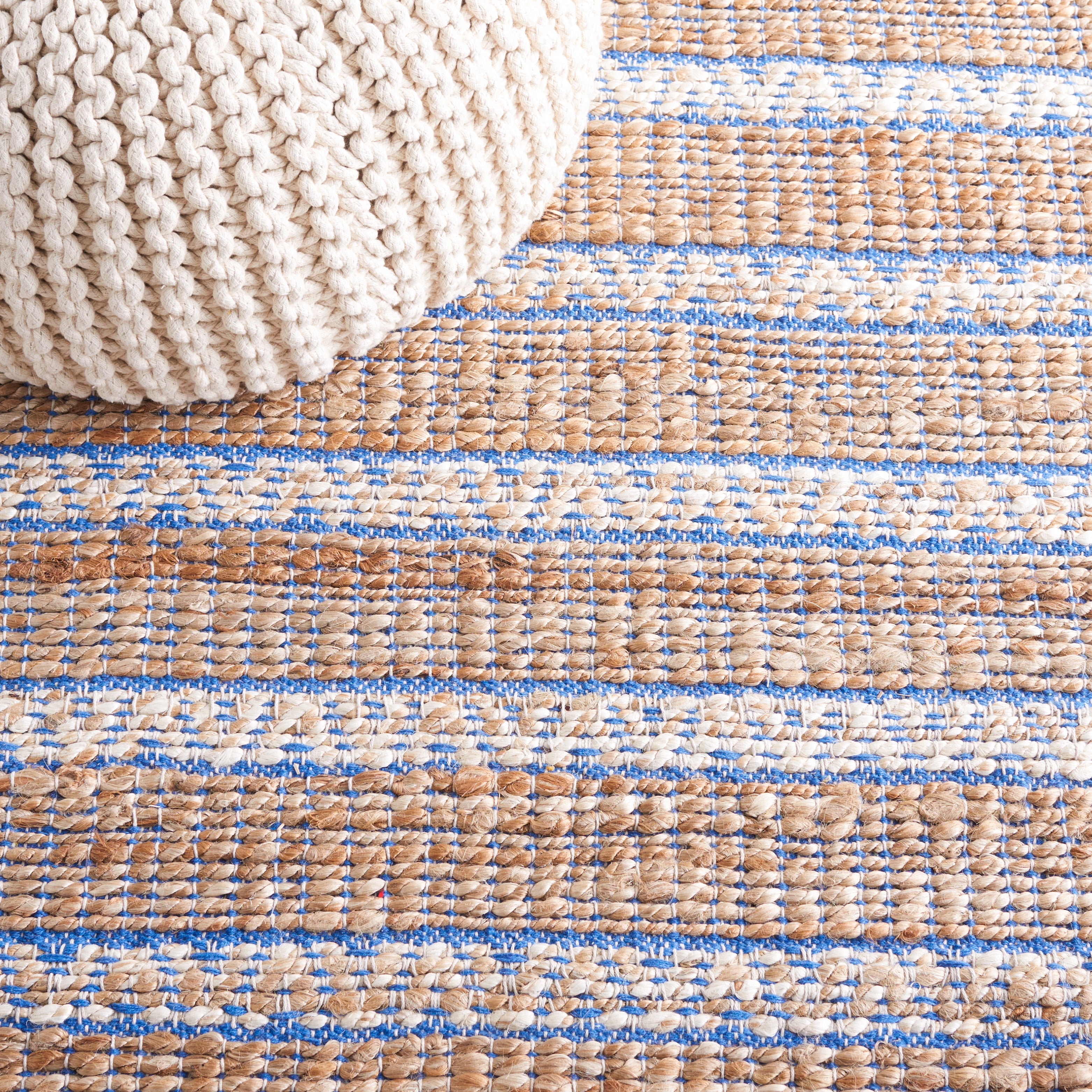 SAFAVIEH Natural Fiber Jack Striped Area Rug, Blue/Natural, 10' x 14'