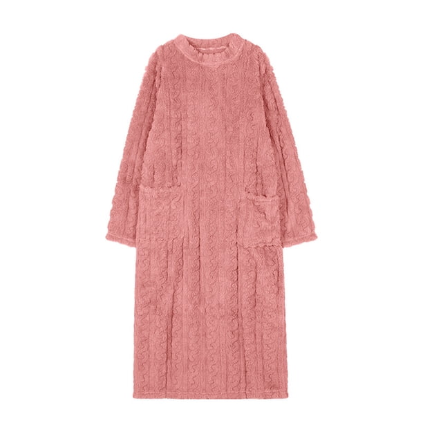 Minnieouse Vístete y mantente abrigado Colección de ropa de dormir cálida de invierno Pijamas para mujeres Camisones Mujer Tallas grandes Pijama rosa XXL(140CM)
