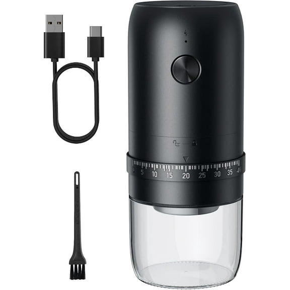 Portable Battery Powered Burr Coffee Grinder with 40 Adjustable Settings & 35g Capacity, 1800mAh Rechargeable Coffee Bean Grinder with Conical Ceramic Burr, for Travel, Camping, Office, Espresso, etc