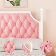 Homfa Full Bed Frame with 2 Drawer, Canopy Bed Frame with Storage & Upholstered Headboard for Bedroom, Curtain Not Included, Pink