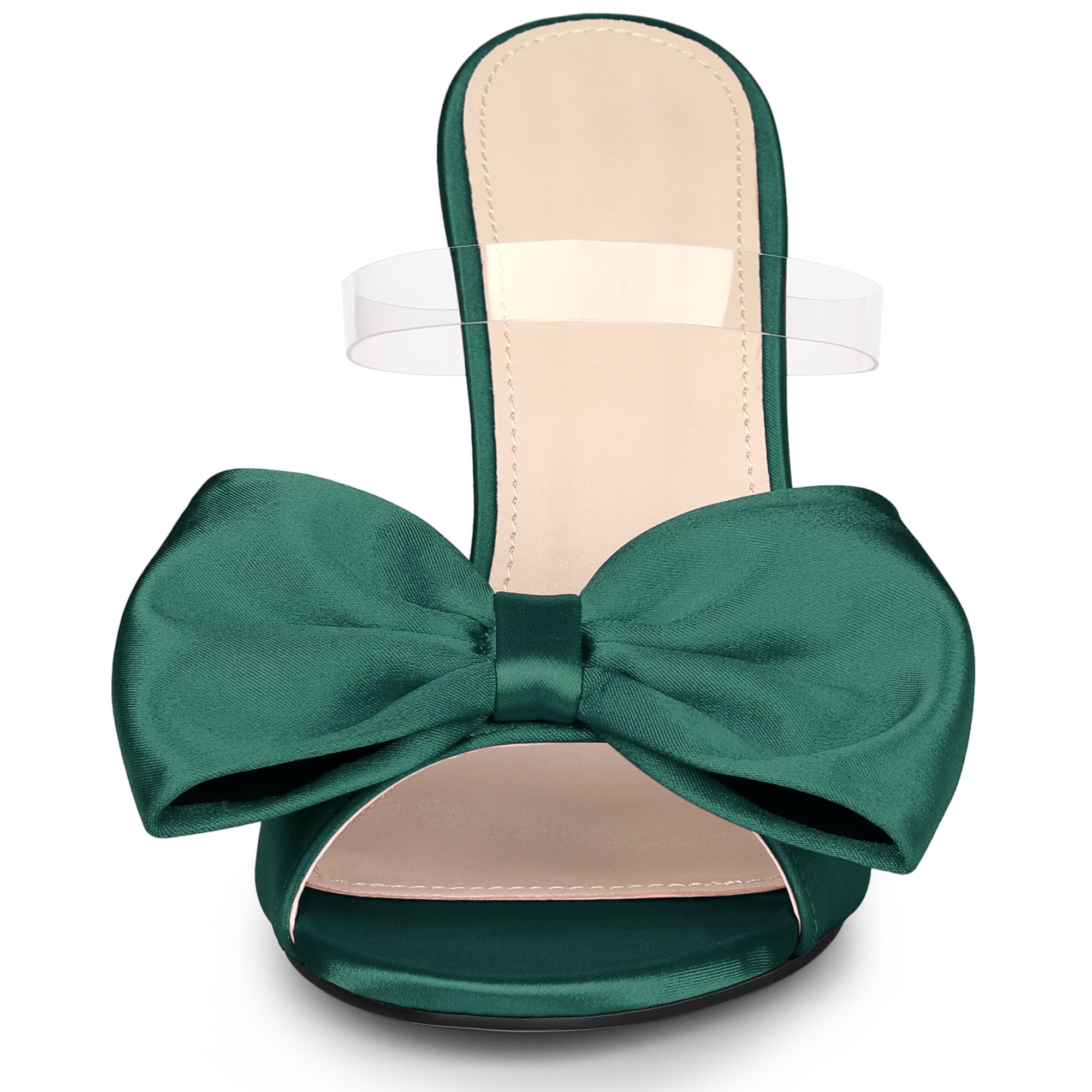 DARING DIVA Women's Elegant Bow Stiletto Heels Stylish Summer Sandals Dark Green 8