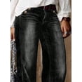 thumbnail image 3 of eans for Women Straight Leg Bootcut mid Waisted Long Denim Pants Boyfriend Trendy Pockets Double Stitching, 3 of 6