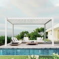 thumbnail image 5 of Domi Outdoor Living 10x13FT Louvered Pergola with Adjustable Steel Roof, Durable Metal Frame, Efficient Drainage System for Backyard, Garden and Lawn, White, 5 of 9