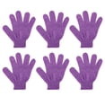 thumbnail image 2 of Guantes exfoliantes | 3 pares de guantes de ducha de doble cara | Guantes de baño premium Púrpura, 2 of 8
