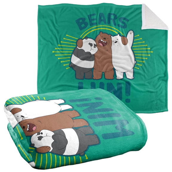 We Bare Bears Blanket, 50"x60", Bears Win Silky Touch Sherpa Back Super Soft Throw Blanket