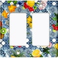 thumbnail image 6 of Metal Light Switch Plate Cover Colorful Flowers Fancy Blue Tile Pattern TIL010, 6 of 13