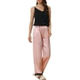 thumbnail image 2 of INSPIRE CHIC Women's Sleep Pants Satin Wide-leg Lace Trim Loungewear Pajama Elastic Long Pants M Pink, 2 of 6