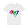 thumbnail image 3 of CFLVAEK Cotton Tshirts for Girls Trendy Gradient Graphic Tees Casual Short Sleeve T Shirt Loose Fit Round Neck Tshirts Summer Going Out Tops White Size 5 Years, 3 of 6