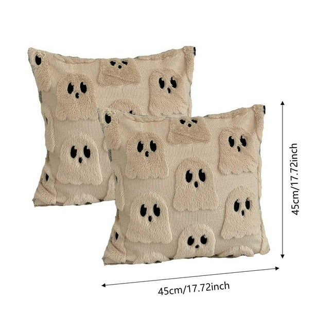 Fundas y fundas de almohada de terciopelo de fantasma de Halloween, 45 cm, beige