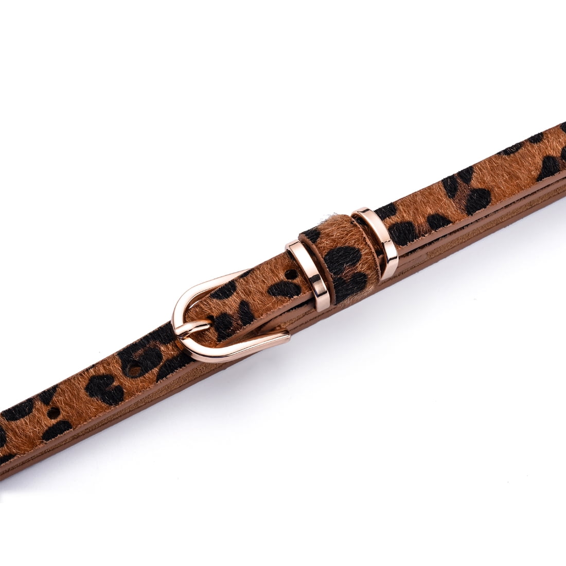 Beltox Women's Skinny Leather Brown Lepoard Belt Waist or