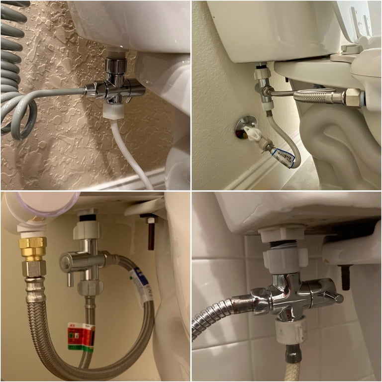 Bidet T Adapter With Shut-Off Valve – Solid Brass Chrome Plated, 7/8 X 7/8 X 1/2 Inch Thread – For Toilet Handheld Sprayer – Easy Installation, No Tools