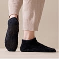 thumbnail image 5 of Mens Plush Low Cut Thermal Home Socks Anti-Skid Bottom Soft Cozy Winter Casual Bedroom Socks Black One Size, 5 of 6