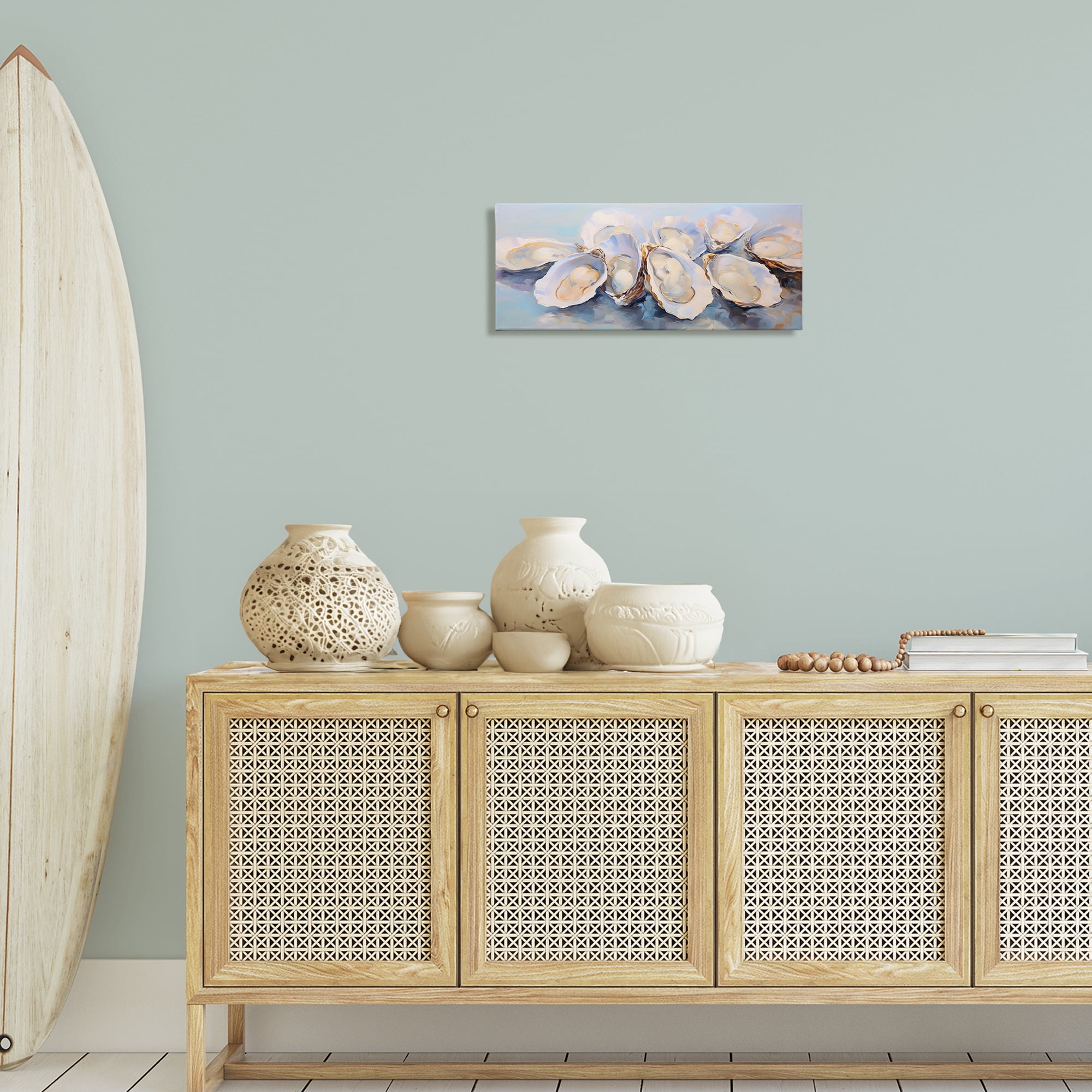 Stupell Industries Aquatic Oyster Bunch Nautical & Beach Painting Wrapped Canvas Art Print Wall Art, 24 x 10