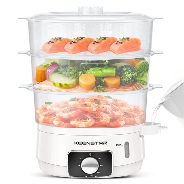 Vaporera Eléctrica KEENSTAR 13.7QT 3 Niveles 800W con Temporizador