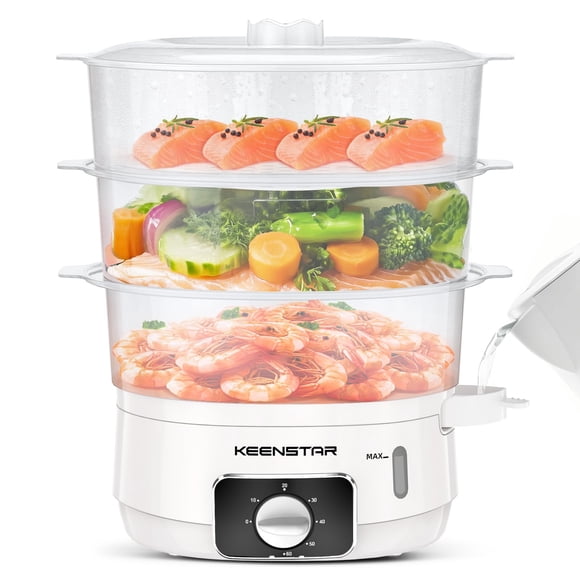 Vaporera Eléctrica KEENSTAR 13.7QT 3 Niveles 800W con Temporizador