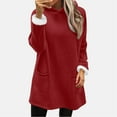thumbnail image 2 of qolati Fleece Hoodies for Women Sherpa Lined Fall Winter Warm Hooded Sweater Oversized Tunic Pullover Tops with Pockets Red M, 2 of 5