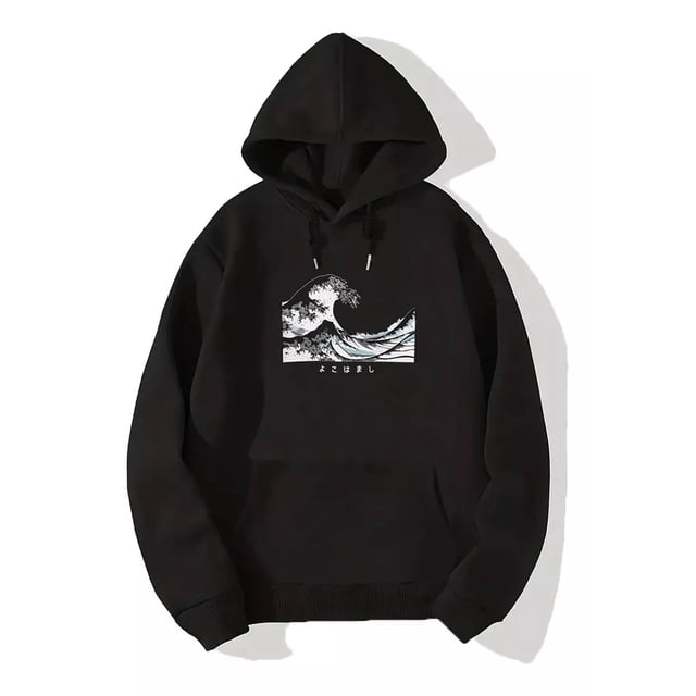 Sudadera De Hombre Negra Hoodies Hombre Moda Forro Térmico