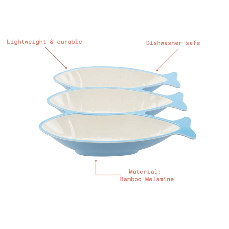 Beautiful 3-Compartment Bamboo Melamine Sardine Serve Tray, Multi
