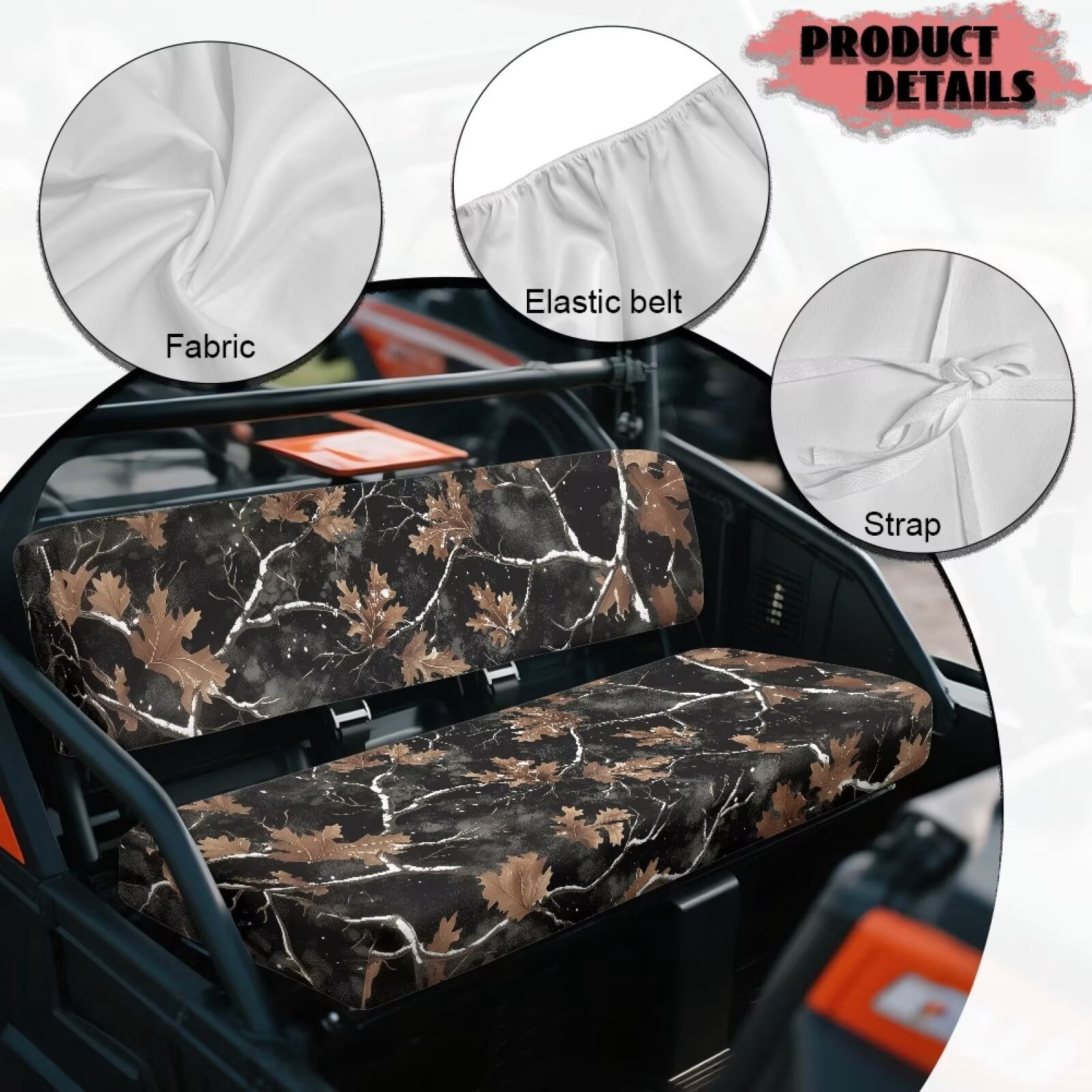 XYZCANDO Black Camo Hunting UTV Seat Covers for Kawasaki Mule Set 2 Pcs Replacement Bench Seats Cover Washable UTV Seat Cover Accessory Part Nonslip All-Season Protection