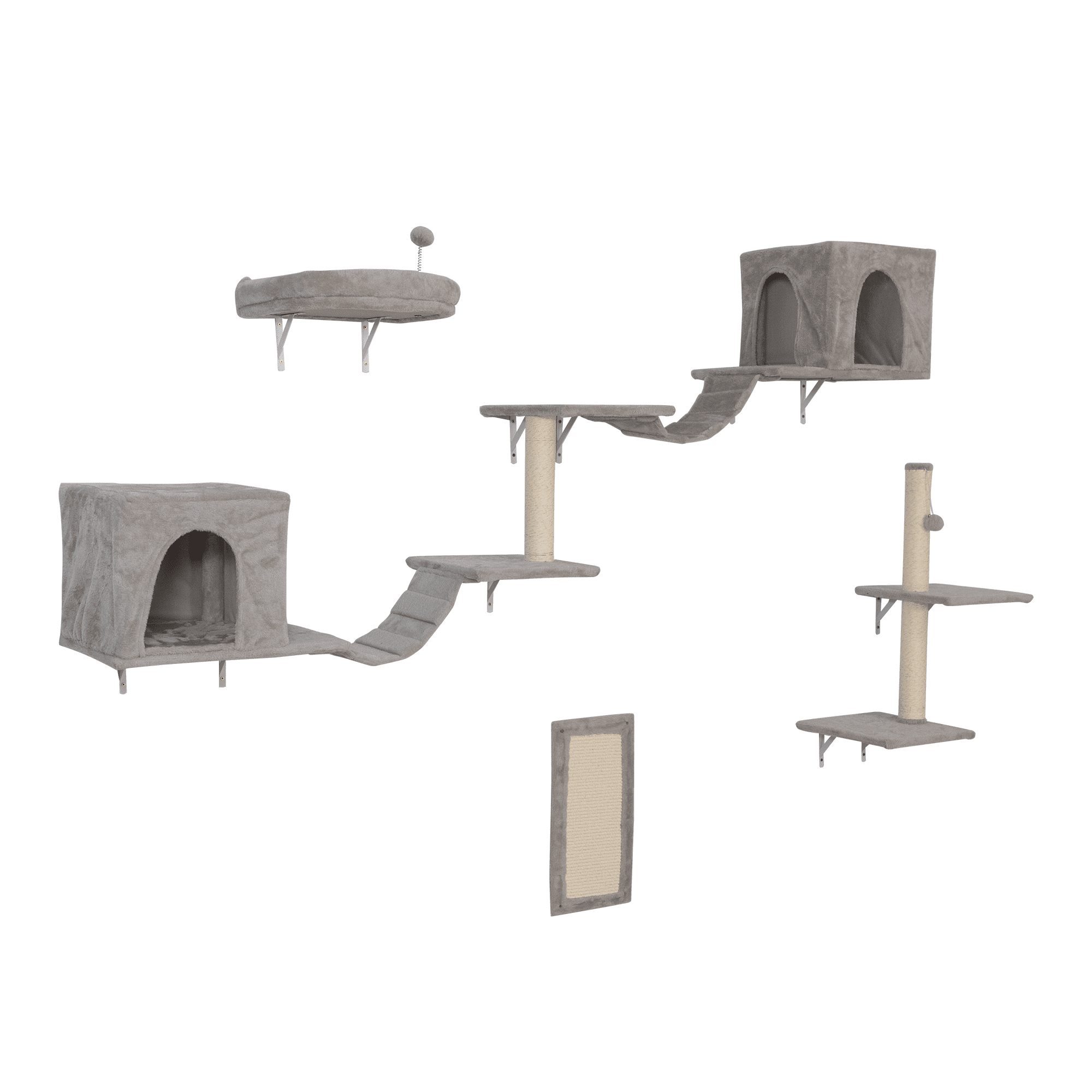 Pefilos Cat Wall Shelves and Perches Set for 6, Cat Tree House for Indoor Cats, Modern Furniture for Cat Sleeping Playing Lounging Climbing Cat Condos, Light Gray Pefilos Cat Wall Shelves and Perches Set for 6, Cat Tree House for Indoor Cats, Modern Furniture for Cat Sleeping Playing Lounging Climbing Cat Condos, Light Gray