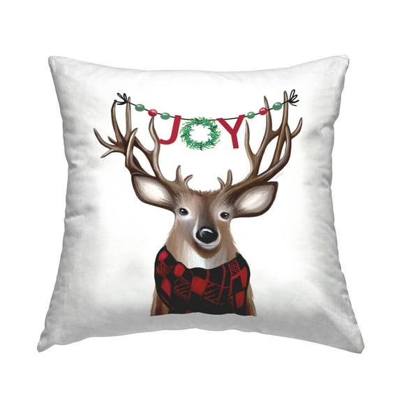 Stupell Industries Joy Reindeer Antlers Banner Printed Throw Pillow Design by Elizabeth Tyndall