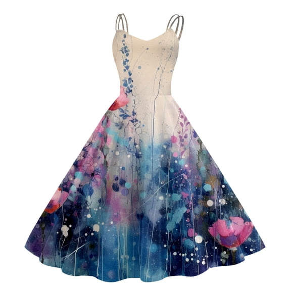 Women's Casual Tennis Dress 1 Dresses For Women Sleeveless Knee Length A Line Flared Swing Formal Prom Party Dress Blue XXL
