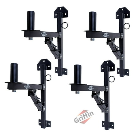4-PACK Wall Mount Brackets for PA Speakers By Griffin Securing Locking Pin & 3 Horizontal Level Tilt Adjustments DJ On Stage Studio Monitor Stands All Steel Pro-Audio Speaker 35mm Pole Holder