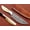 White, variant on 9.5" full tang Rain drop pattern skinning knife, 5" straight back Damascus steel blade, Green colored wood scale with steel bolster, includes Cow hide Leather sheath (Green wood)