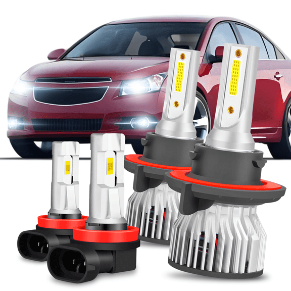 For Chevy Cruze 2011-2014 2015 LED Headlight High Low Beam Fog Lights Bulbs Combo Kit 6000K White 4x