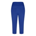 thumbnail image 5 of FAOWME Womens Casual Yoga Pants With Side Pockets High Waist Solid Color Comfortable Stretchy Slim Fit Workout Capri Trousers For Daily Wear,Blue,Xl, 5 of 5
