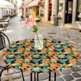 thumbnail image 6 of Fall Orange Green Maple Leaf Round Tablecloth for 55-60 Inch Tables,Fitted Table Cover with Elastic Edge,Watercolor Botanical Retro Waterproof Outdoor Table Cloth Protector for Patio Garden Dinner, 6 of 9