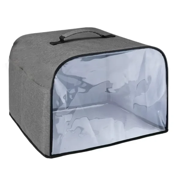 Gray Kitchen Appliance Dust Cover, 14" x 13.5" x 9.75" Waterproof Oxford Cloth Cover for Air Fryer, Toaster Oven, Bread Machine, with Clear Front Window