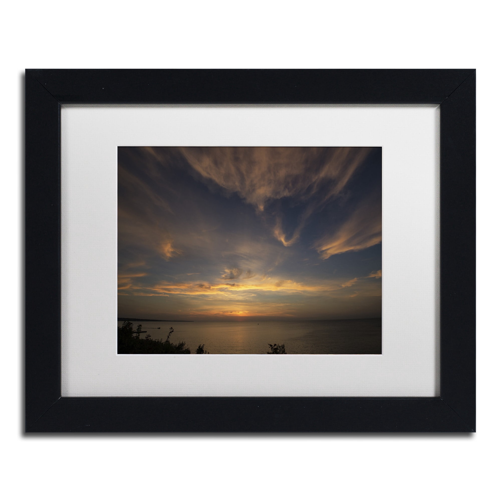 Trademark Fine Art "Another Amazing Sunset on Lake Erie" Canvas Art by Kurt Shaffer White Matte, Black Frame