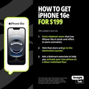 Straight Talk Apple iPhone 16e, 5G, 128GB, Black - Prepaid Smartphone [Locked to Straight Talk]