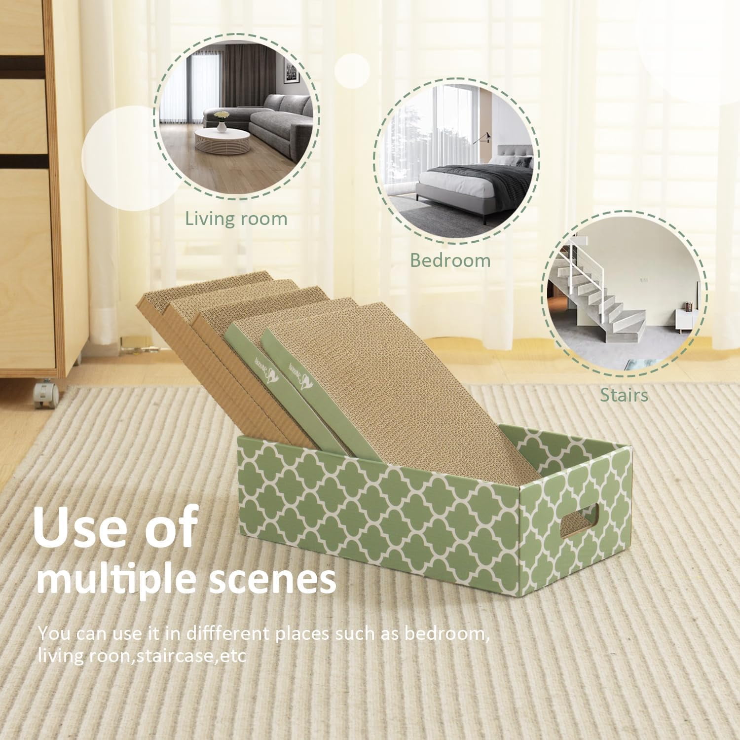 THBN Cat Scratcher Cardboard Scratching Pads Scratch with Catnip 2PCS Reversible Corrugated Cardboard
