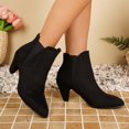 thumbnail image 4 of NexTorq Women's Pointed Toe Suede Chelsea Ankle Boots Cone Mid Heel Pull-On Short Boots for Fall Winter Office Dress Outfits and Everyday Casual Weekend Wear All Day Comfort Black US-5.5 (EU-36), 4 of 4