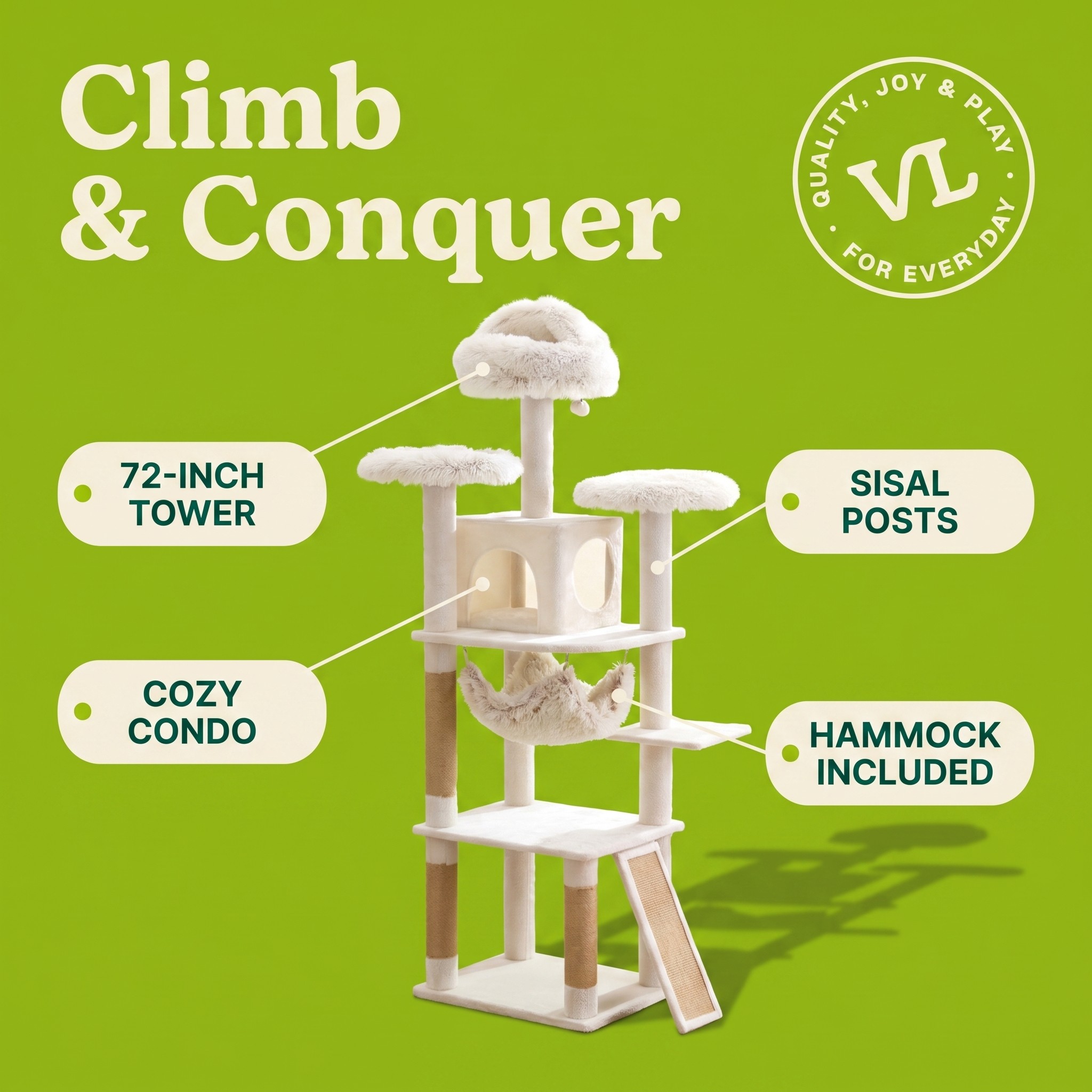 Vibrant Life 8-Level 73" Cat Tree in Cream photo 5