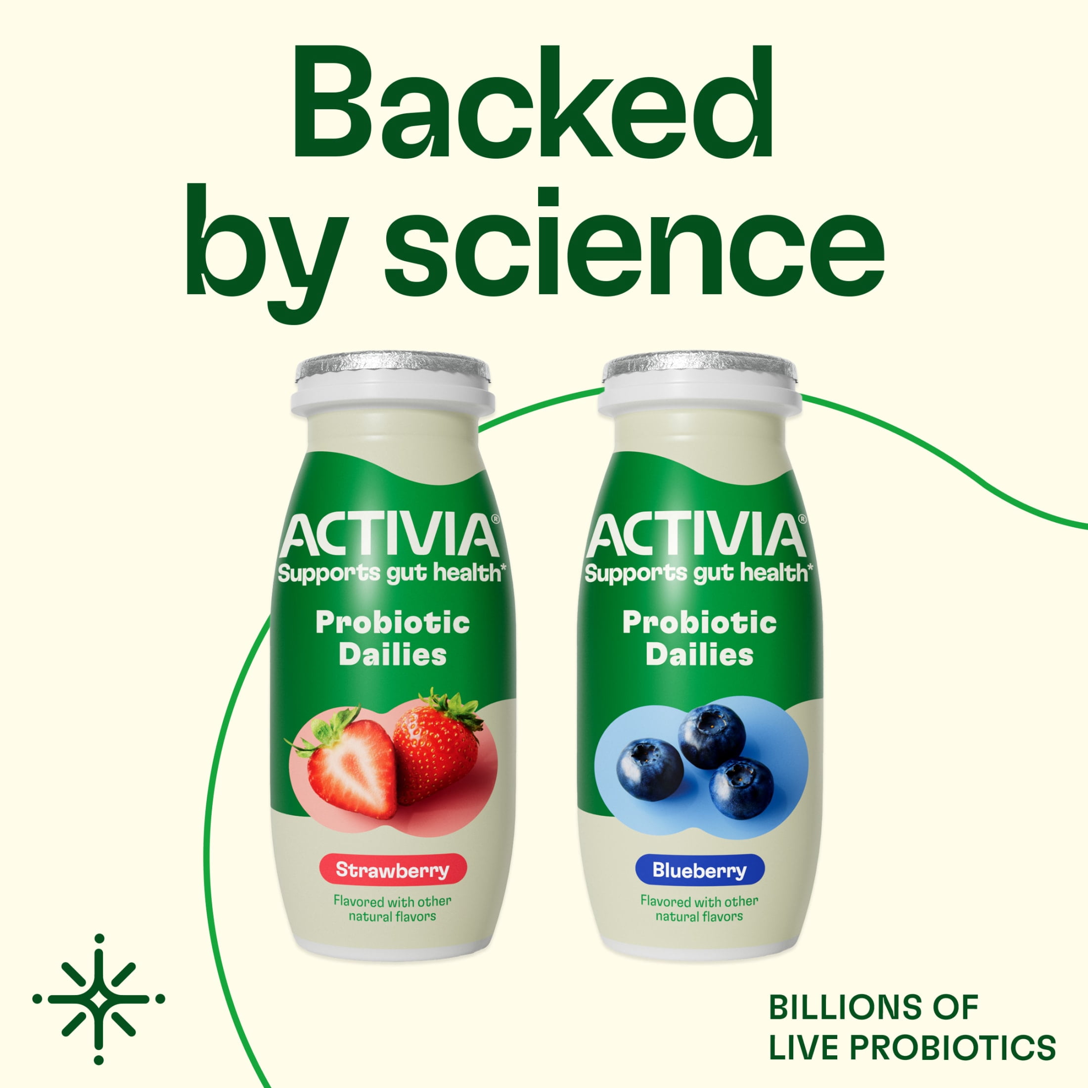 Activia Probiotic Dailies Strawberry and Blueberry Low Fat Probiotic Yogurt Drinks, Helps Support Gut Health, 3.1 fl oz, 8 Count