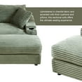 thumbnail image 3 of BUIORD 87" Sectional Couch with Ottoman, Oversized Corduroy 3-Seater Sofa with Storage Armrest and Cup Holders, Deep Seat Upholstered Couch for Living Room Bedroom, Green, 3 of 8