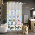 thumbnail image 5 of Easter Bunny No Hooks Shower Curtain with Snap-in Liner Colorful Eggs Bow Rabbit Flower Polka Dots Blue Background Shower Curtains for Bathroom, Waterproof, Easy Install, Washable 36"x72", 5 of 9