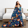 thumbnail image 2 of Fox Blanket Flower Soft Comfy Throw Blanket Flannel Fleece Blankets for Bedding Sofa Living Room Kids Adults Boys Girls Gifts 50"X40", 2 of 6