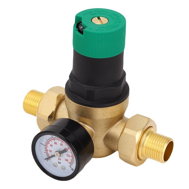Brass Water Hose Pressure Regulator RV Water Pressure Regulator with 0-60mpa Meter
