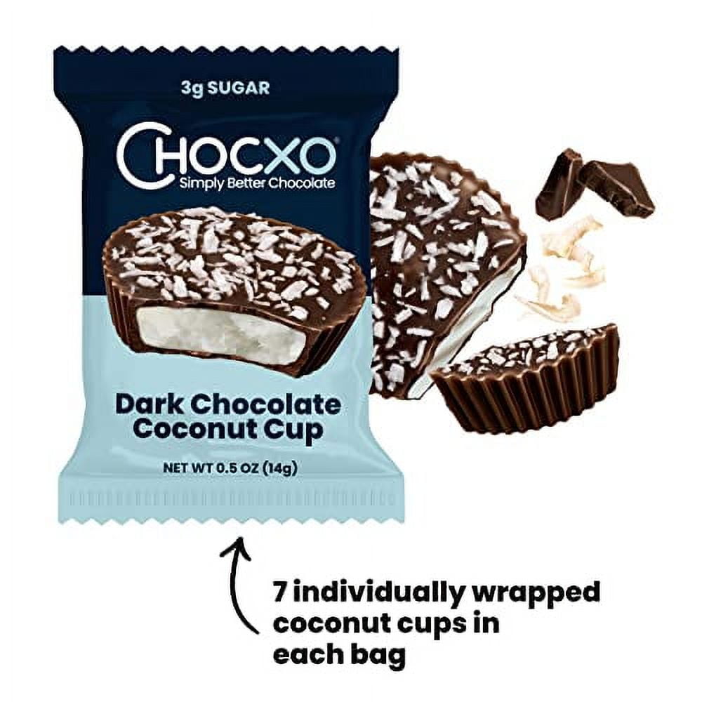 Chocxo Dark Chocolate Coconut Cups, Low in Real Sugar, Organic