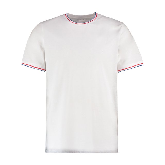 Kustom Kit - Camiseta ajustada Tipped para hombre caballero (Blanco/Rojo/Azul Real)