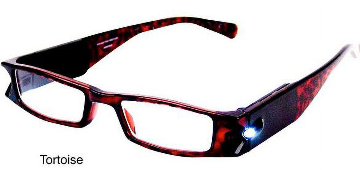 LightSpecs Lightweight Reading Glasses with LED lights +1.00 Power, Tortoise, w/Tube Case